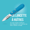 Lancette à Huîtres en Acier Inoxydable vintage avec manche bleu rétro, outil authentique années 50-70 pour décoration maison.