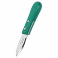 Lancette à Huîtres en Acier Inoxydable vintage années 50-70, manche bois vert rétro, accessoire cuisine authentique.