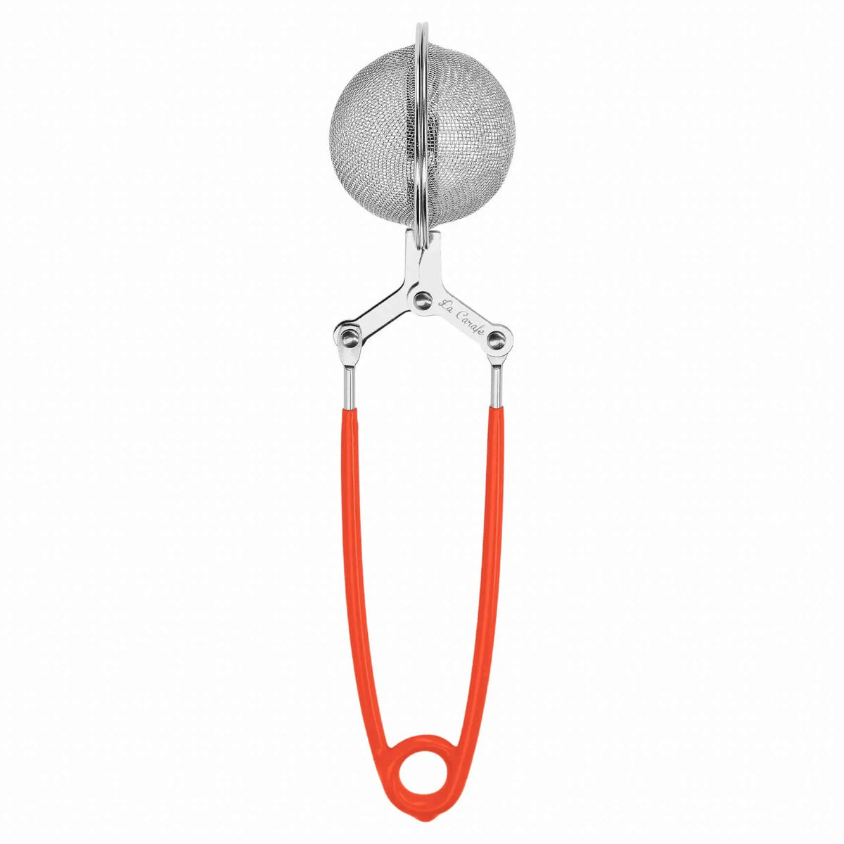 Pince à Thé Infuseur Rétro avec manche orange vintage, design années 50-70, accessoire cuisine rétro de qualité durable.