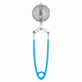 Pince à Thé Infuseur Rétro en métal et plastique bleu, style vintage années 50-70 pour décoration maison rétro.