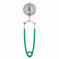 Pince à Thé Infuseur Rétro en métal et silicone vert, style vintage des années 50-70 pour décoration cuisine vintage.
