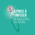 Pince à Thé Infuseur Rétro en acier inoxydable et plastique vert, accessoire cuisine vintage années 50-70 pratique et authentique.