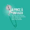 Pince à Thé Infuseur Rétro en acier et plastique vert, accessoire vintage pour infusion thé et tisane années 50-70.