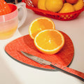 Sous plat décoratif vintage orange uni – Repose plat chaud en bois authentique, style rétro années 50-70, décoration maison vintage.