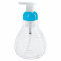 Distributeur de savon mousse – Style rétro 450 mL en plastique transparent et bleu, décoration maison vintage années 50-70.
