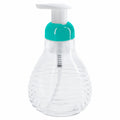 Distributeur de savon mousse – Style rétro 450 mL en verre transparent et plastique vert, décoration vintage années 50-70.