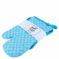 Duo Gant Manique Cuisine Coton bleu à motif damier, style vintage années 50-70, coton épais, accessoires cuisine rétro La Carafe.