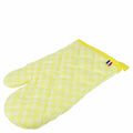 Duo Gant Manique Cuisine Coton jaune vintage style damier, coton épais, décoration maison rétro années 50-70 La Carafe.