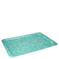 Grand plateau rectangulaire motif Bleuet en métal, design vintage années 50-70, décoration maison rétro élégante.