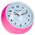 Réveil Vintage Silencieux – Design Années 60, boîtier plastique rose, cadran rond blanc, style décoration maison vintage rétro.