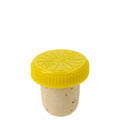 Lot de 12 bouchons à vin en liège vintage avec tête plastique jaune, accessoires cuisine rétro années 50-70, décoration maison vintage