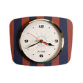 Horloge Murale Rectangulaire Rayures Bleu Marine Rouge – Cadran Beige vintage années 50-70, décoration maison rétro authentique.