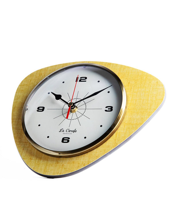 Horloge Murale Médiator Jaune Vintage Cadran Beige – Pendule Rétro années 50-70, décoration maison vintage authentique.