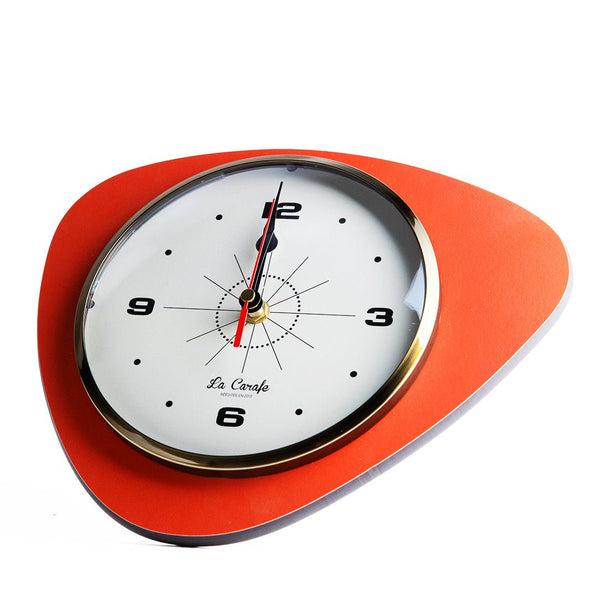 Horloge Murale Médiator Orange Abricot Cadran Beige – Pendule Rétro vintage années 50-70, déco maison rétro élégante