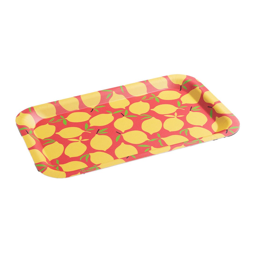 Plateau de Service Motif Citrons – Petit Plateau Rétro Rouge et Jaune, décoration maison vintage années 50-70, qualité La Carafe.