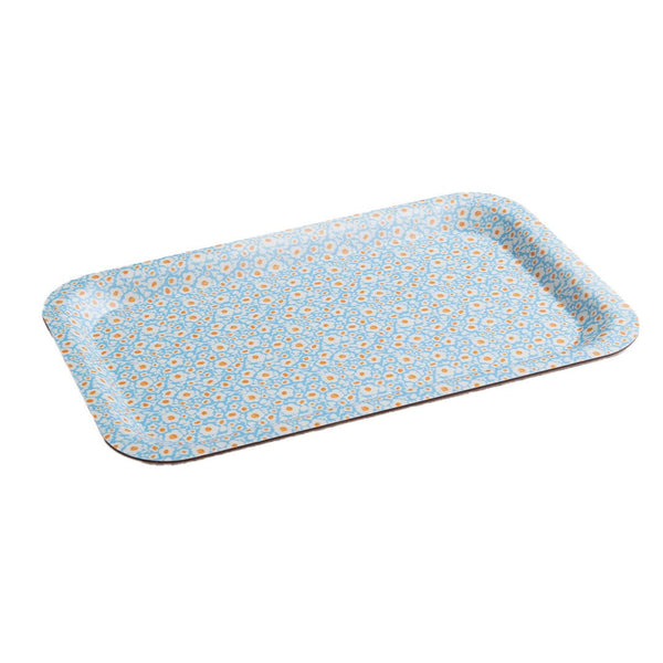 Plateau de Service Motif Floral Bleu – Petit Plateau Rétro Petites Fleurs vintage années 50-70, décoration maison vintage authentique