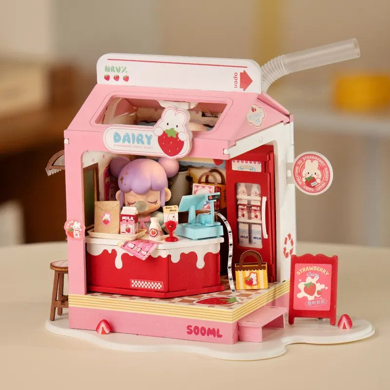 Kit de Maison Miniature DIY – Strawberry Milk Box DS034