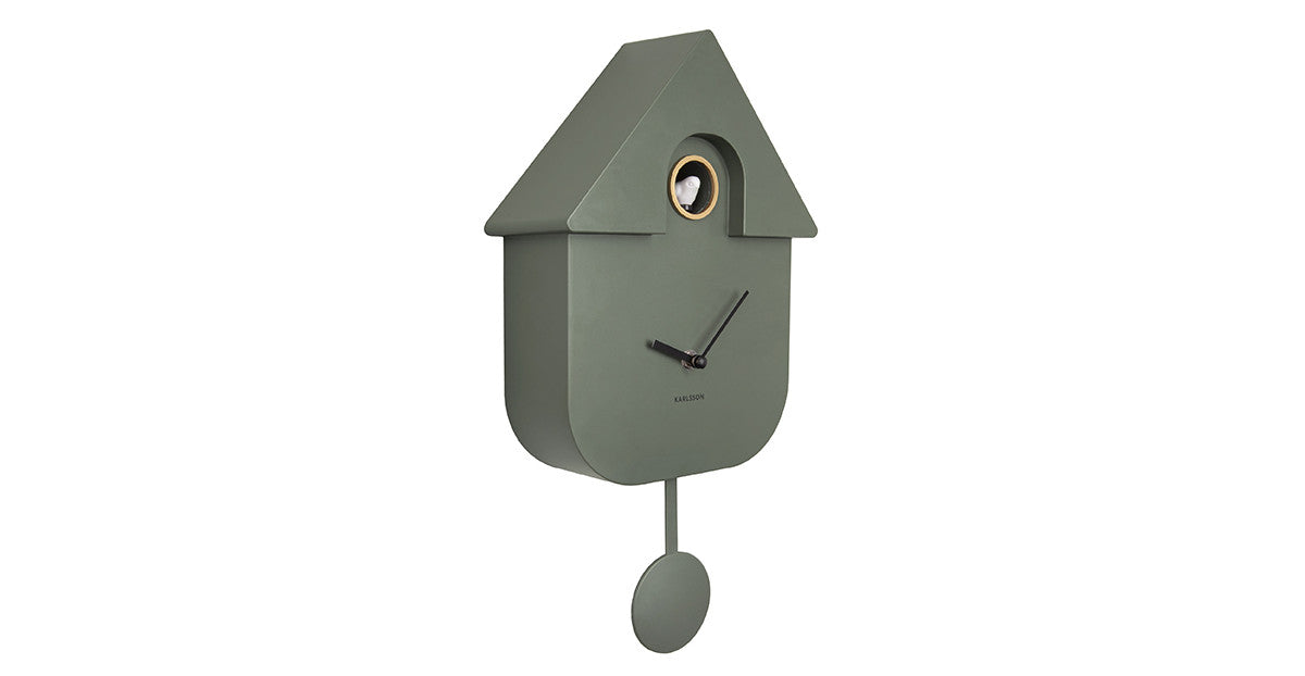 Horloge murale Modern Cuckoo vert jungle, Karlsson Present Time, La Carafe