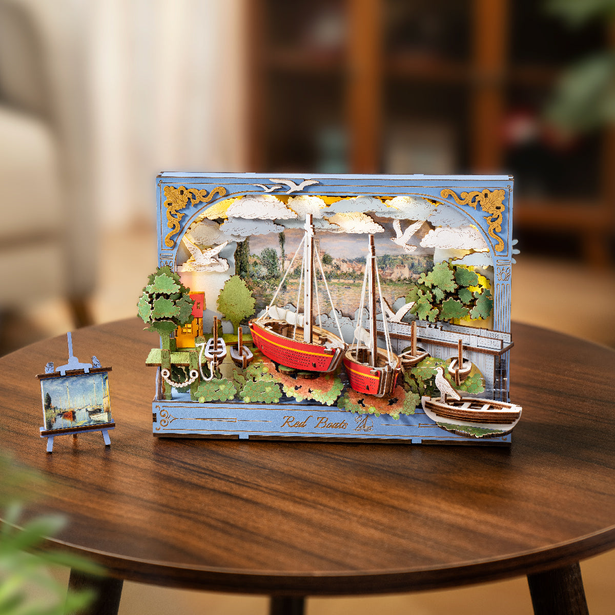 Tableau 3D RoWood, bateaux rouges