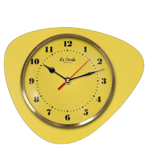 Horloge murale vintage jaune citron La Carafe