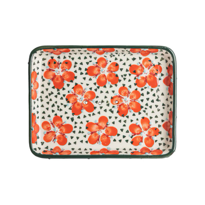 Porte-savon rectangulaire motif floral