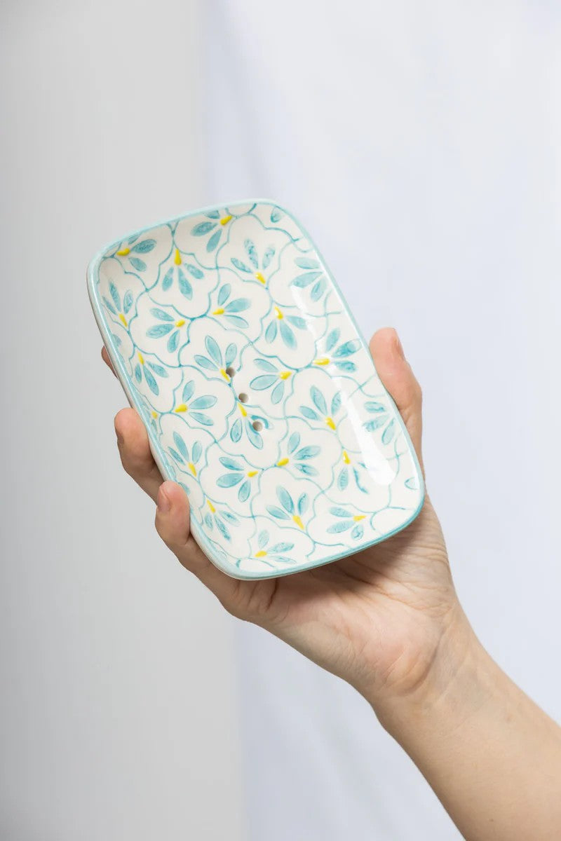 Porte-savon rectangulaire motif floral