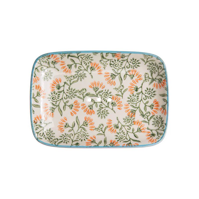 Porte-savon rectangulaire motif floral
