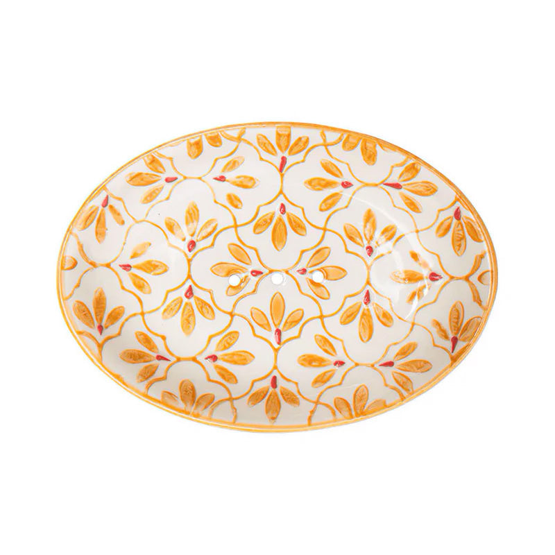 Porte-savon ovale motif floral