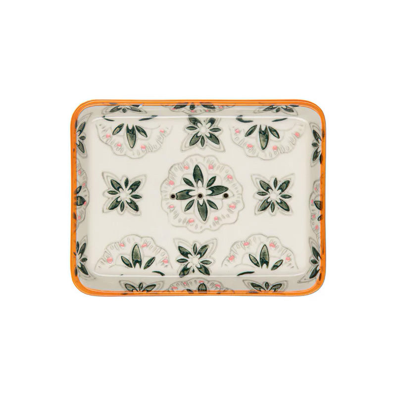 Porte-savon rectangulaire motif tropical