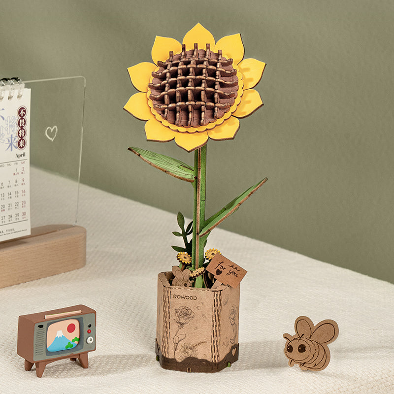 Fleur en bois à assembler ROWOOD Tournesol TW011