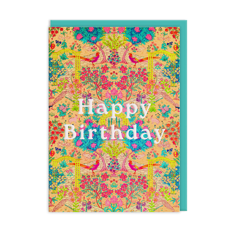 Carte d'anniversaire Neon Floral Ornate Garden