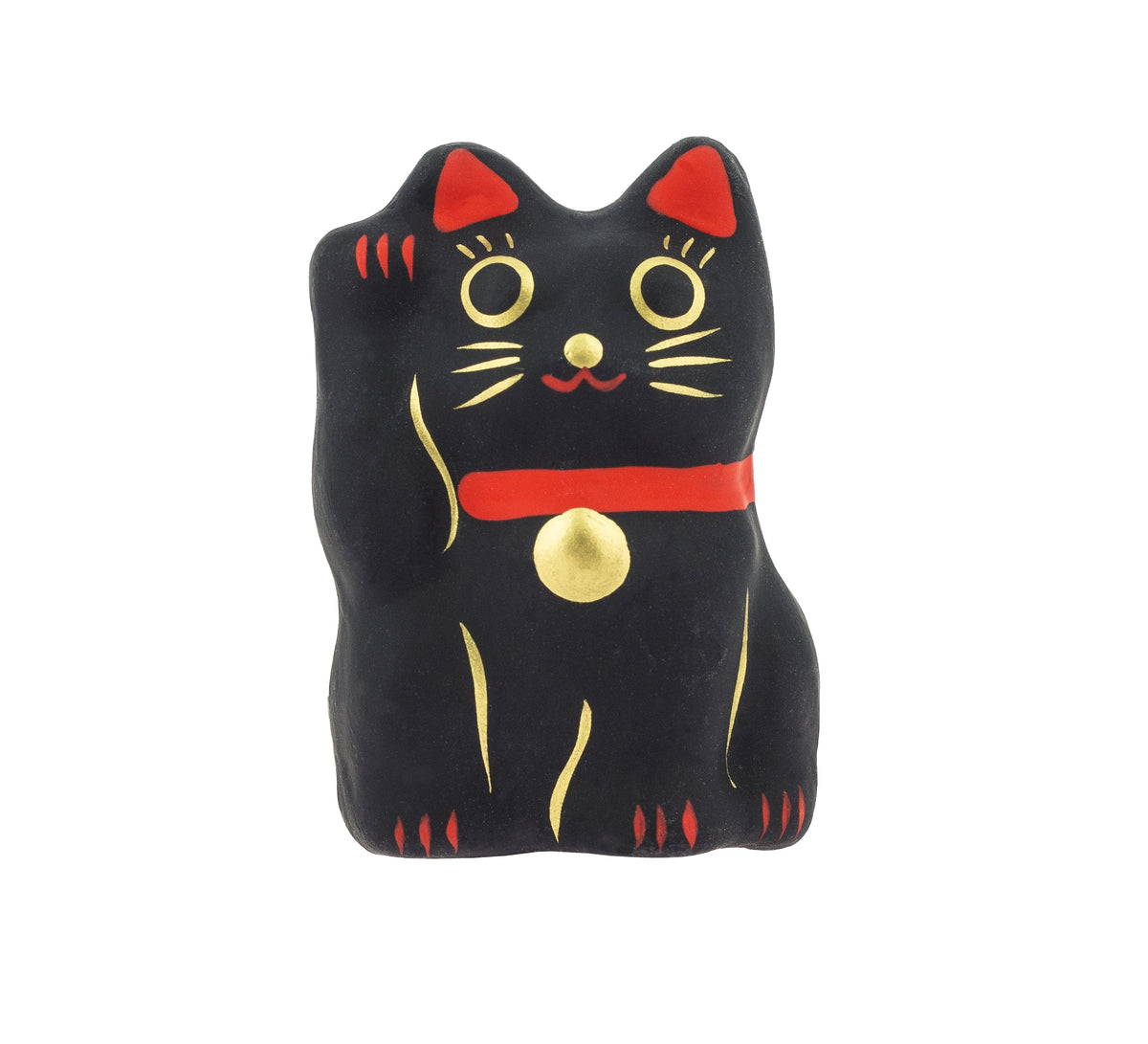 Maneki Neko Kuro noir peint à la main