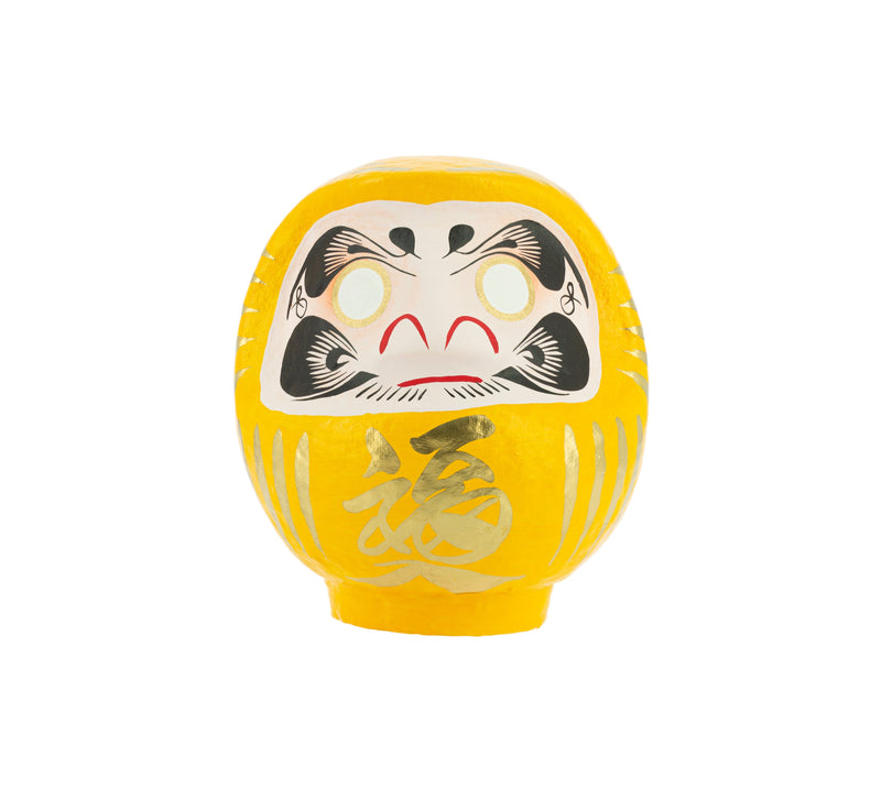 Daruma traditionnel jaune - 12 cm