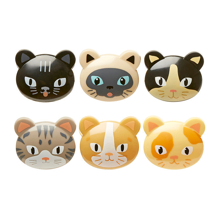 Six pinces ferme-sachet têtes de chats - Kikkerland
