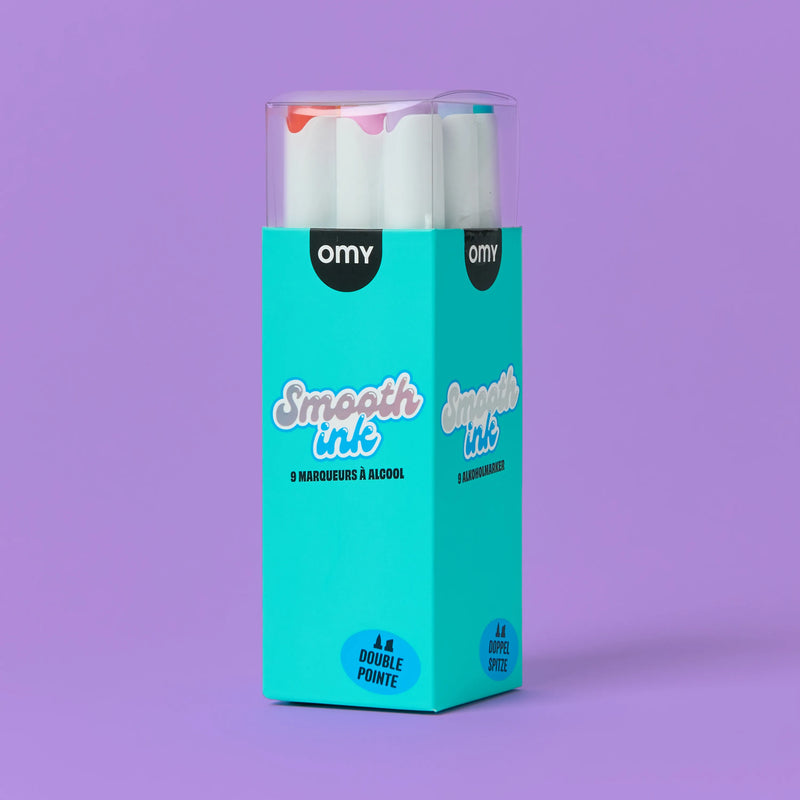 Marqueurs à alcool OMY Smooth Ink, 9 couleurs