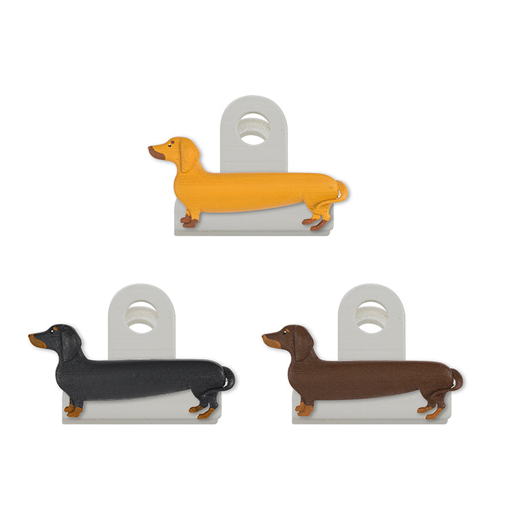 Pinces ferme-sachet Teckels - Lot de 3