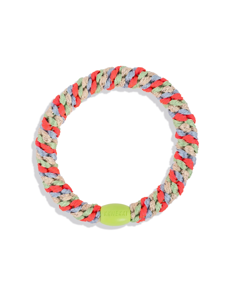 Élastique KKNEKKI vert prairie et rose fluo