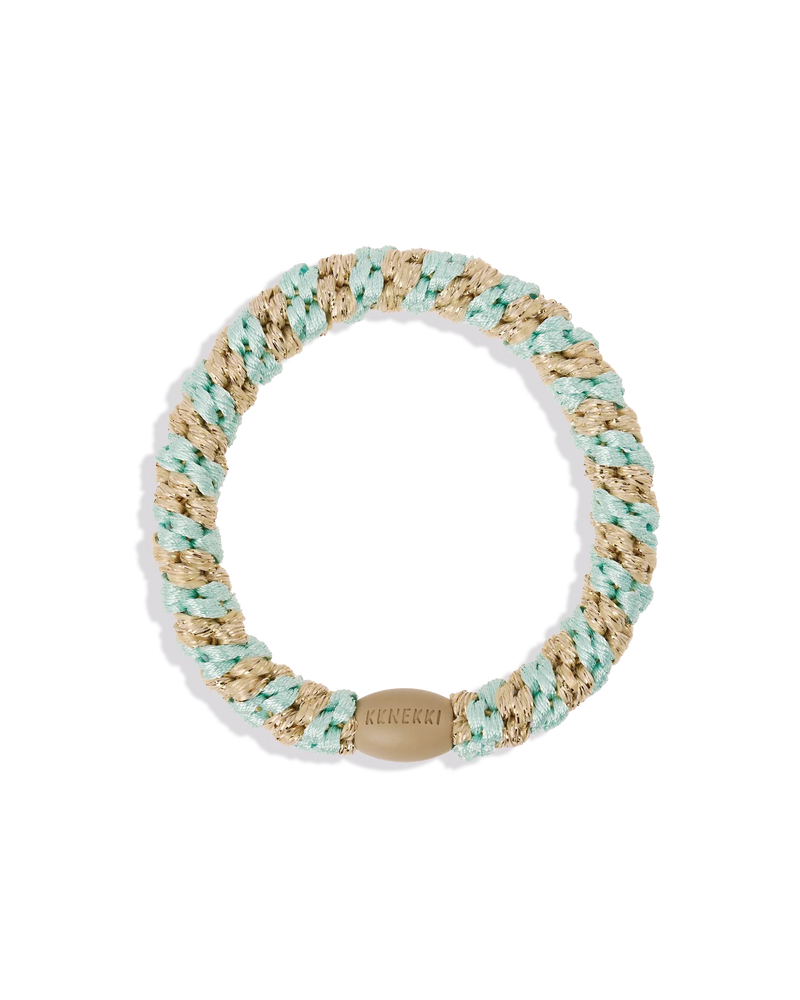 Élastique KKNEKKI menthe et beige rayé pailleté