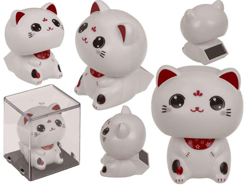 Figurine chat solaire blanc 5,5 cm