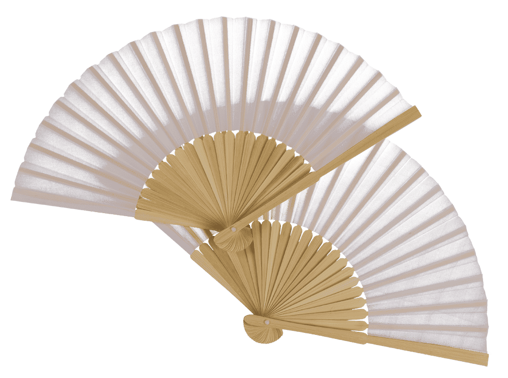 Éventail blanc Shine White en bambou, 21 cm