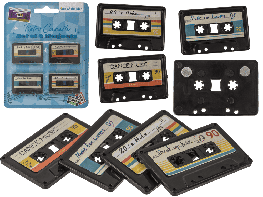 Aimants cassettes rétro, set de 4