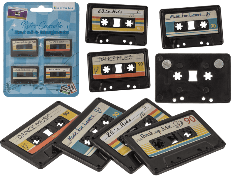 Aimants cassettes rétro, set de 4
