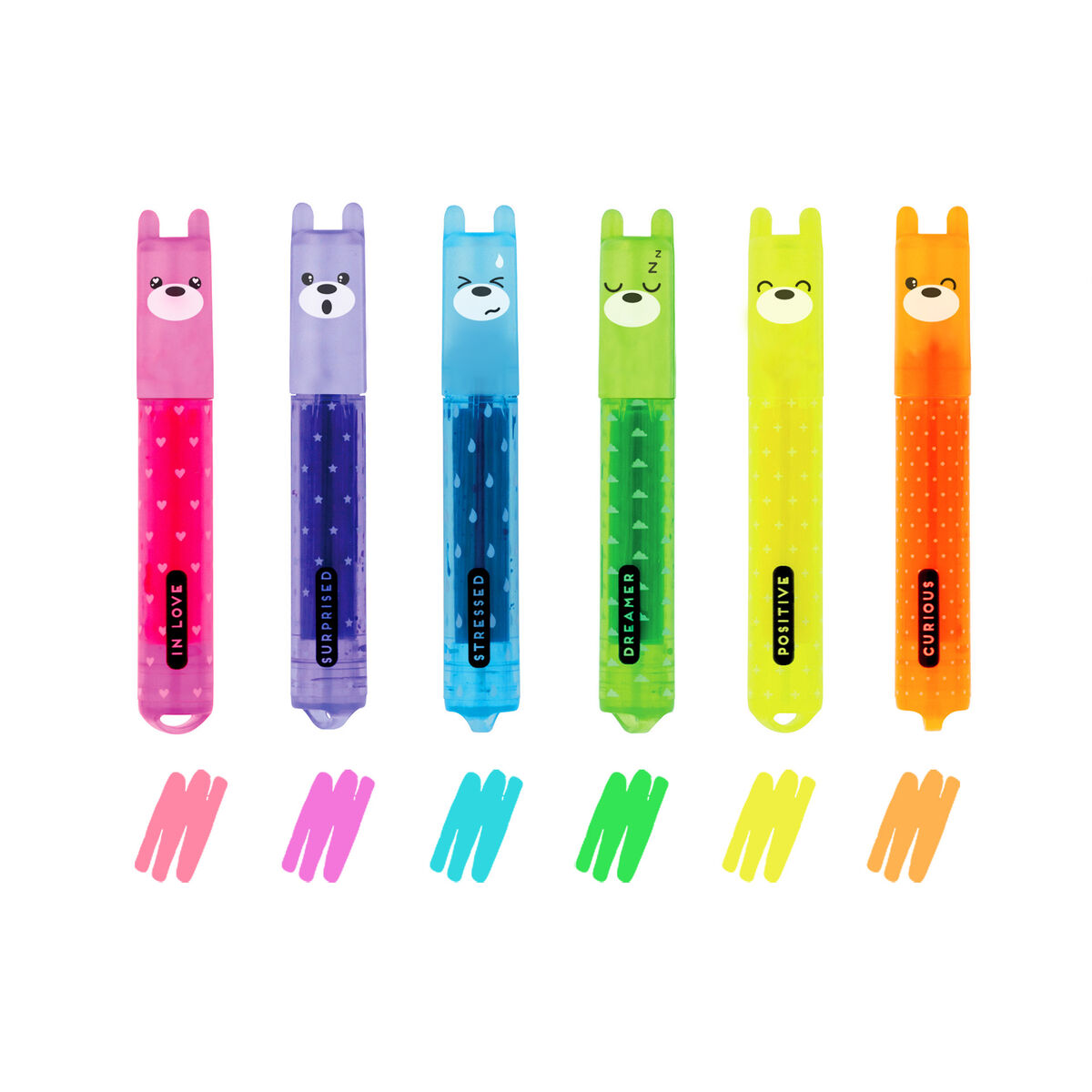 6 mini surligneurs LEGAMI Teddy’s Mood