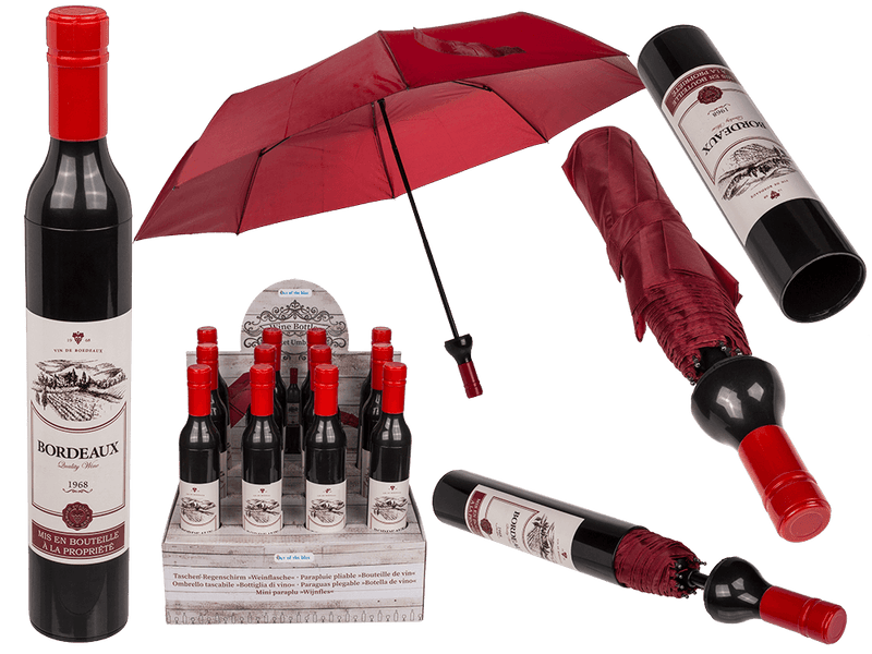 Parapluie bordeaux avec étui bouteille de vin