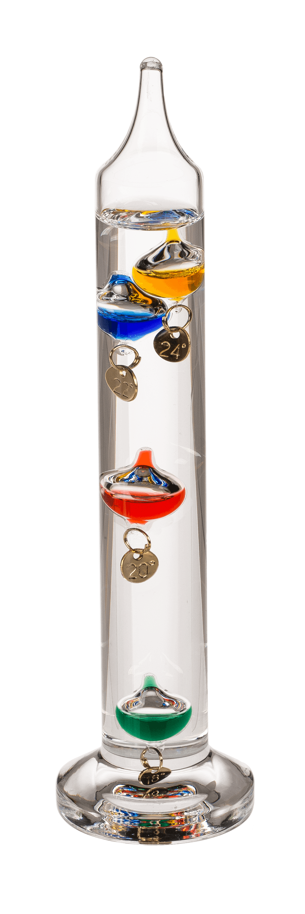 Thermomètre de Galilée en verre, environ 18 cm