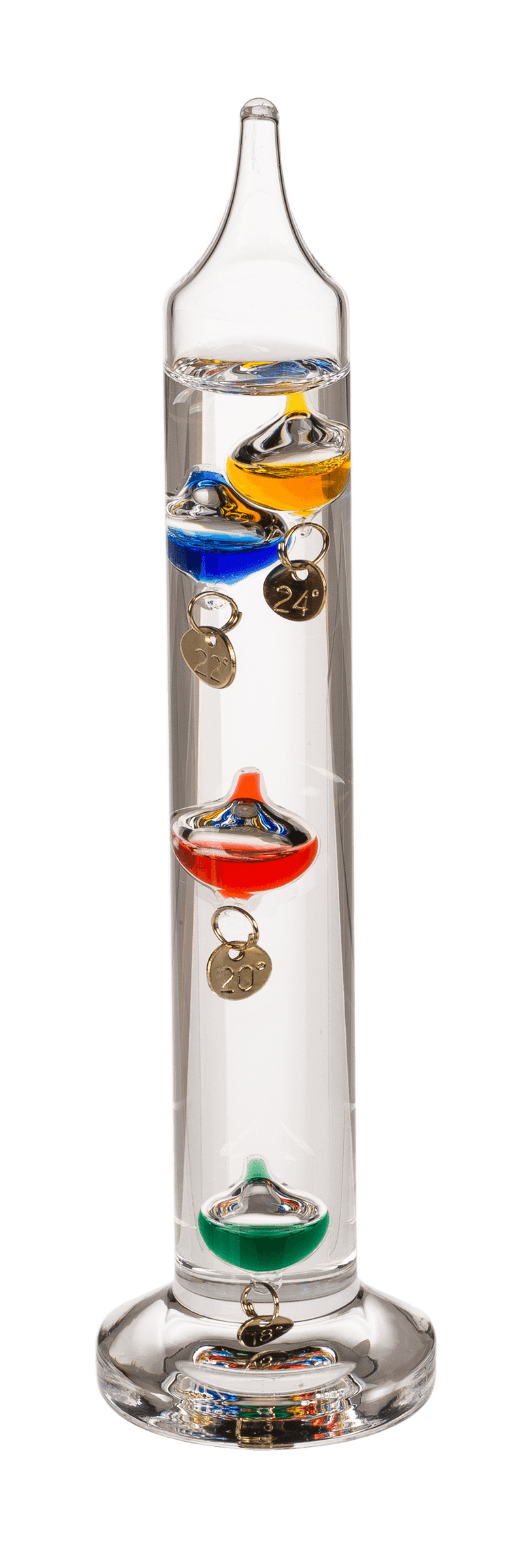 Thermomètre de Galilée en verre, environ 18 cm