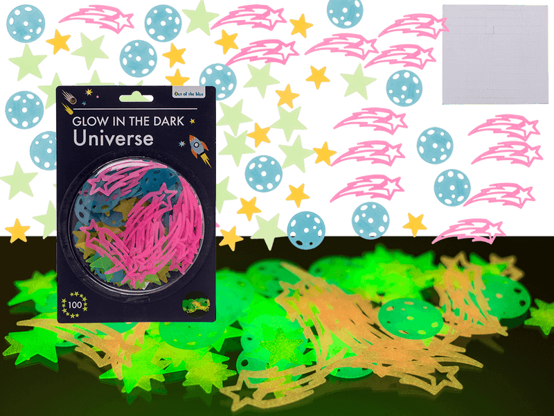 Décors phosphorescents Univers, 100 pièces