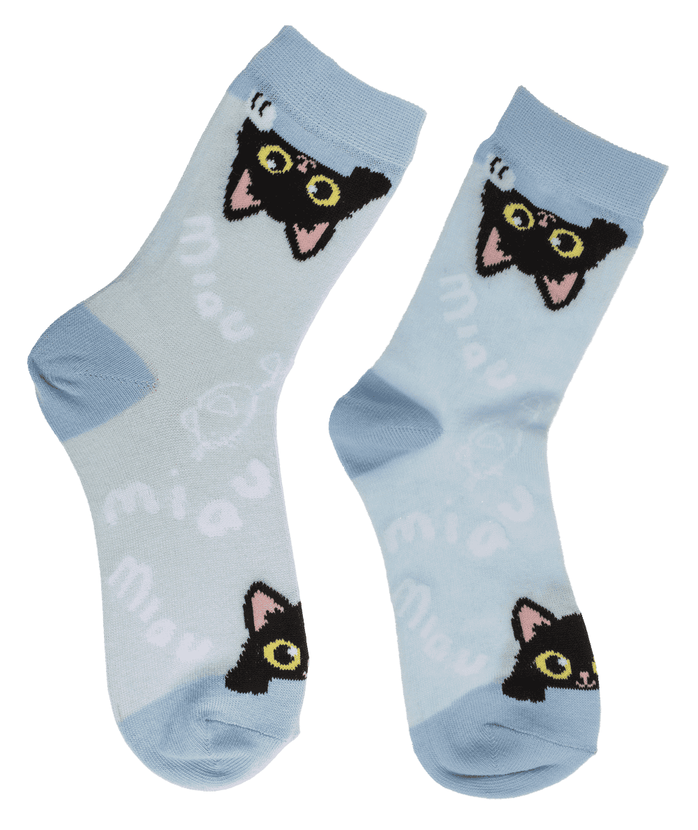 Chaussettes chats noirs sur bleu clair, 36–42