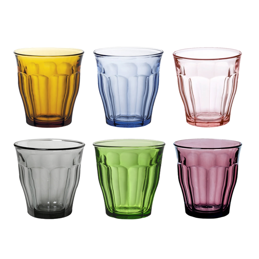 6 verres Picardie Duralex 25 cl, panaché de couleurs