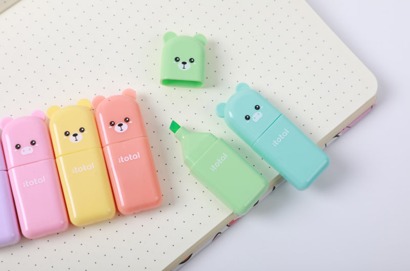 Lot de 6 surligneurs ours Macaron - i-Total